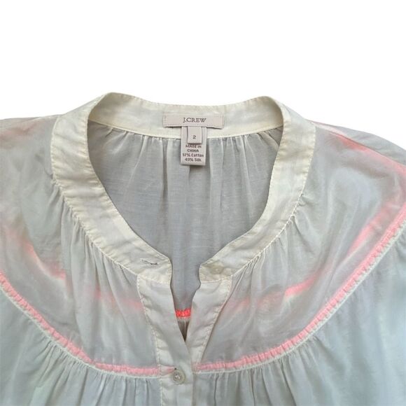 J. Crew Women's Ivory Blouse Size 2 Short Sleeve Casual Top - Picture 8 of 8